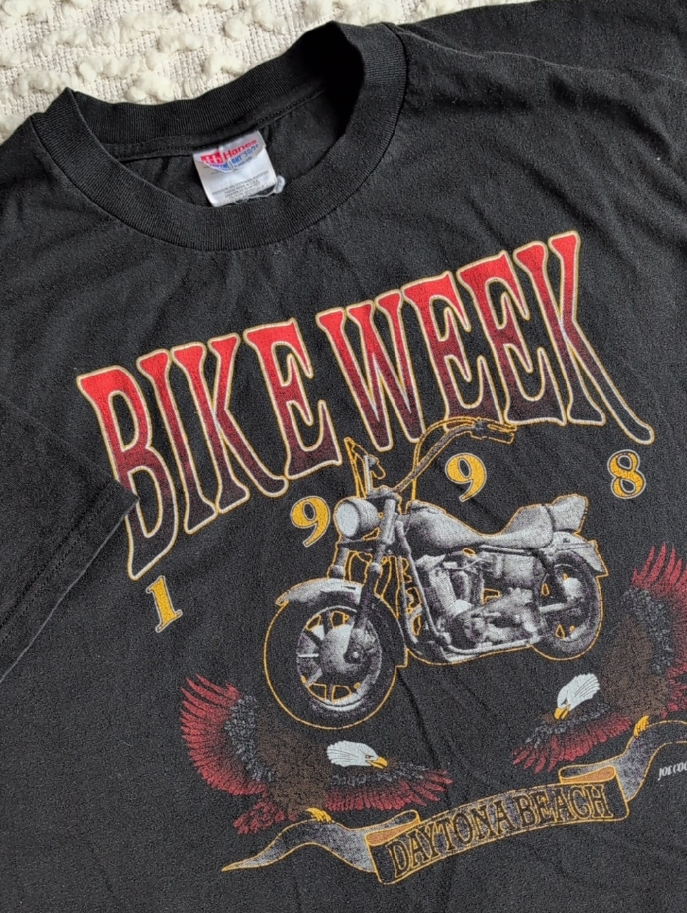 Daytona Beach Bike Week Vintage Graphic Grunge Biker Motorcycle Tee 1998 90s